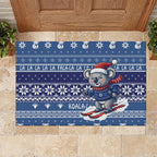 Australia Christmas In July Rubber Doormat Koala Santa Skiing Blue Color