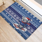 Australia Christmas In July Rubber Doormat Koala Santa Skiing Blue Color
