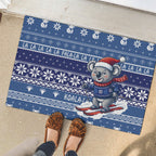 Australia Christmas In July Rubber Doormat Koala Santa Skiing Blue Color