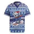 Australia Christmas In July Rugby Jersey Koala Santa Skiing Blue Color