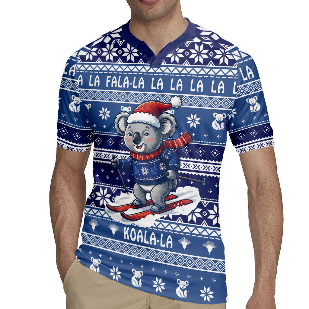 Australia Christmas In July Rugby Jersey Koala Santa Skiing Blue Color
