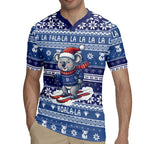 Australia Christmas In July Rugby Jersey Koala Santa Skiing Blue Color