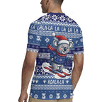 Australia Christmas In July Rugby Jersey Koala Santa Skiing Blue Color