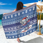 Australia Christmas In July Sarong Koala Santa Skiing Blue Color