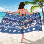 Australia Christmas In July Sarong Koala Santa Skiing Blue Color