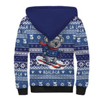 Australia Christmas In July Sherpa Hoodie Koala Santa Skiing Blue Color