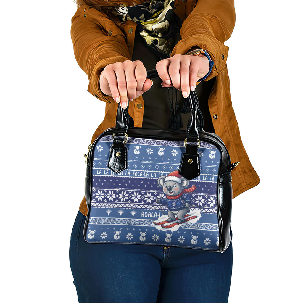 Australia Christmas In July Shoulder Handbag Koala Santa Skiing Blue Color