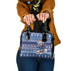 Australia Christmas In July Shoulder Handbag Koala Santa Skiing Blue Color