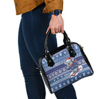 Australia Christmas In July Shoulder Handbag Koala Santa Skiing Blue Color