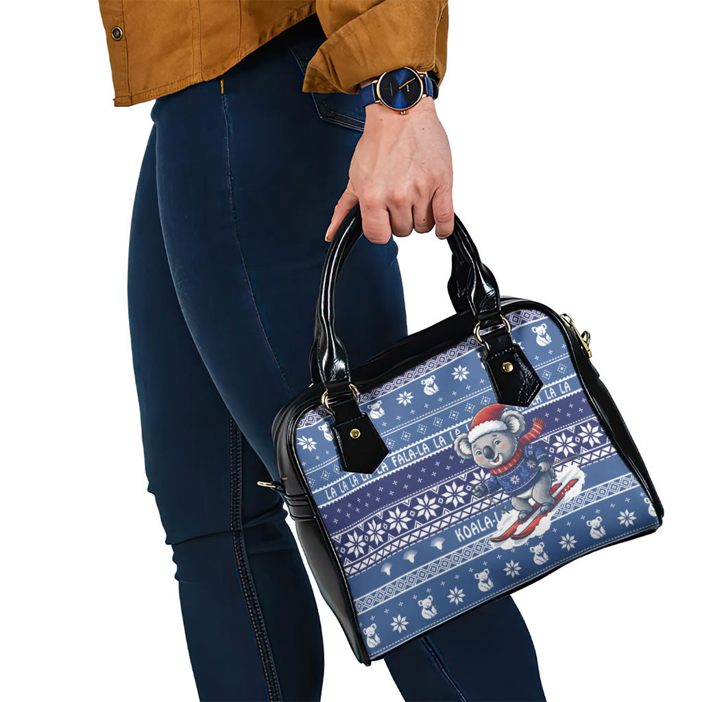 Australia Christmas In July Shoulder Handbag Koala Santa Skiing Blue Color