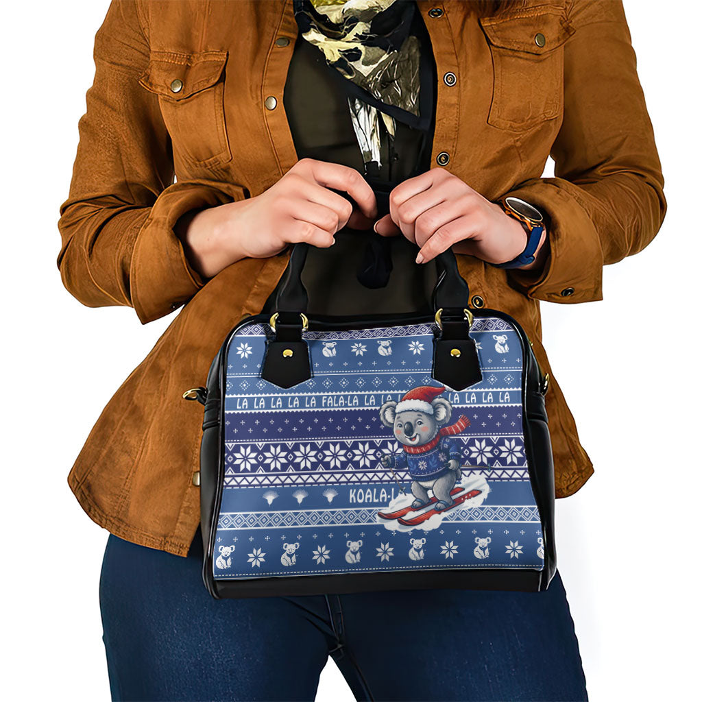 Australia Christmas In July Shoulder Handbag Koala Santa Skiing Blue Color