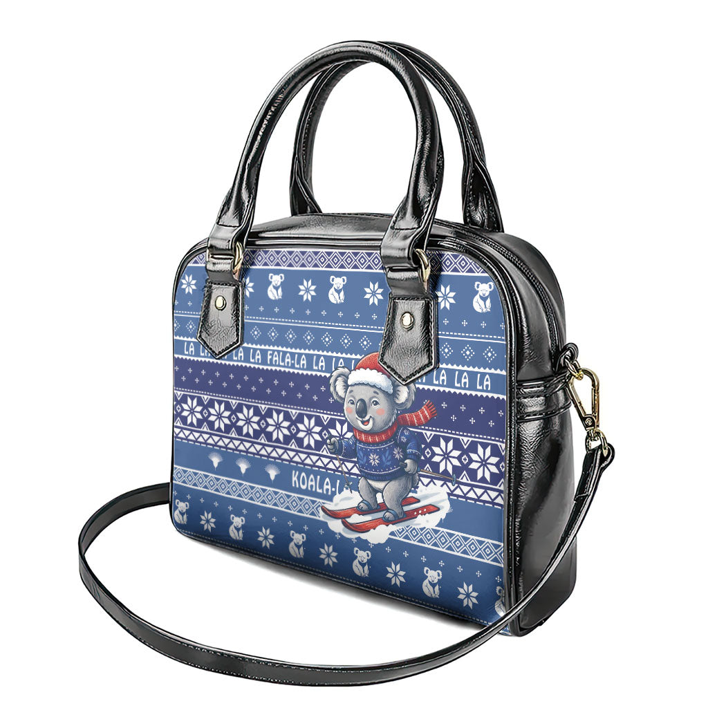 Australia Christmas In July Shoulder Handbag Koala Santa Skiing Blue Color