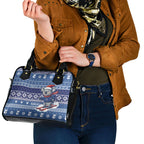 Australia Christmas In July Shoulder Handbag Koala Santa Skiing Blue Color