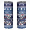 Australia Christmas In July Skinny Tumbler Koala Santa Skiing Blue Color