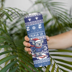 Australia Christmas In July Skinny Tumbler Koala Santa Skiing Blue Color