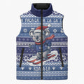 Australia Christmas In July Sleeveless Puffer Jacket Koala Santa Skiing Blue Color