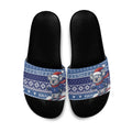 Australia Christmas In July Slide Sandals Koala Santa Skiing Blue Color