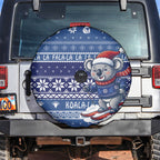 Australia Christmas In July Spare Tire Cover Koala Santa Skiing Blue Color