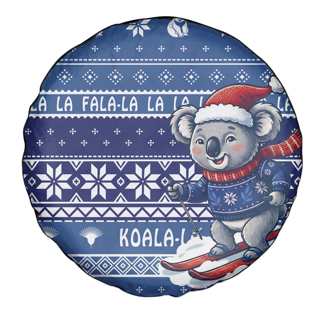 Australia Christmas In July Spare Tire Cover Koala Santa Skiing Blue Color