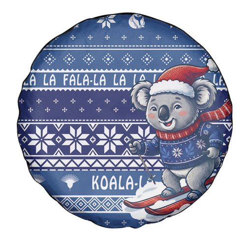 Australia Christmas In July Spare Tire Cover Koala Santa Skiing Blue Color