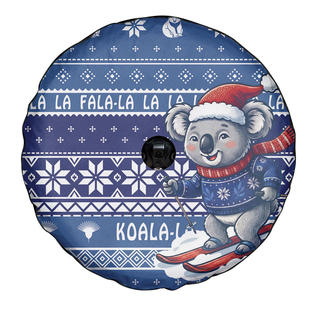 Australia Christmas In July Spare Tire Cover Koala Santa Skiing Blue Color