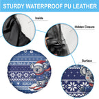 Australia Christmas In July Spare Tire Cover Koala Santa Skiing Blue Color