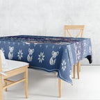 Australia Christmas In July Tablecloth Koala Santa Skiing Blue Color