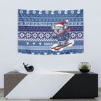 Australia Christmas In July Tapestry Koala Santa Skiing Blue Color