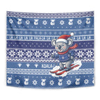 Australia Christmas In July Tapestry Koala Santa Skiing Blue Color