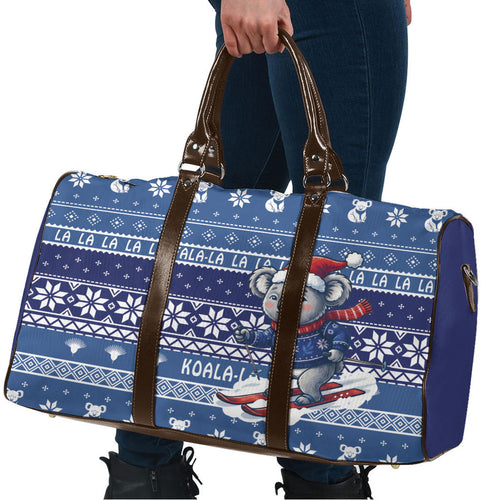 Australia Christmas In July Travel Bag Koala Santa Skiing Blue Color