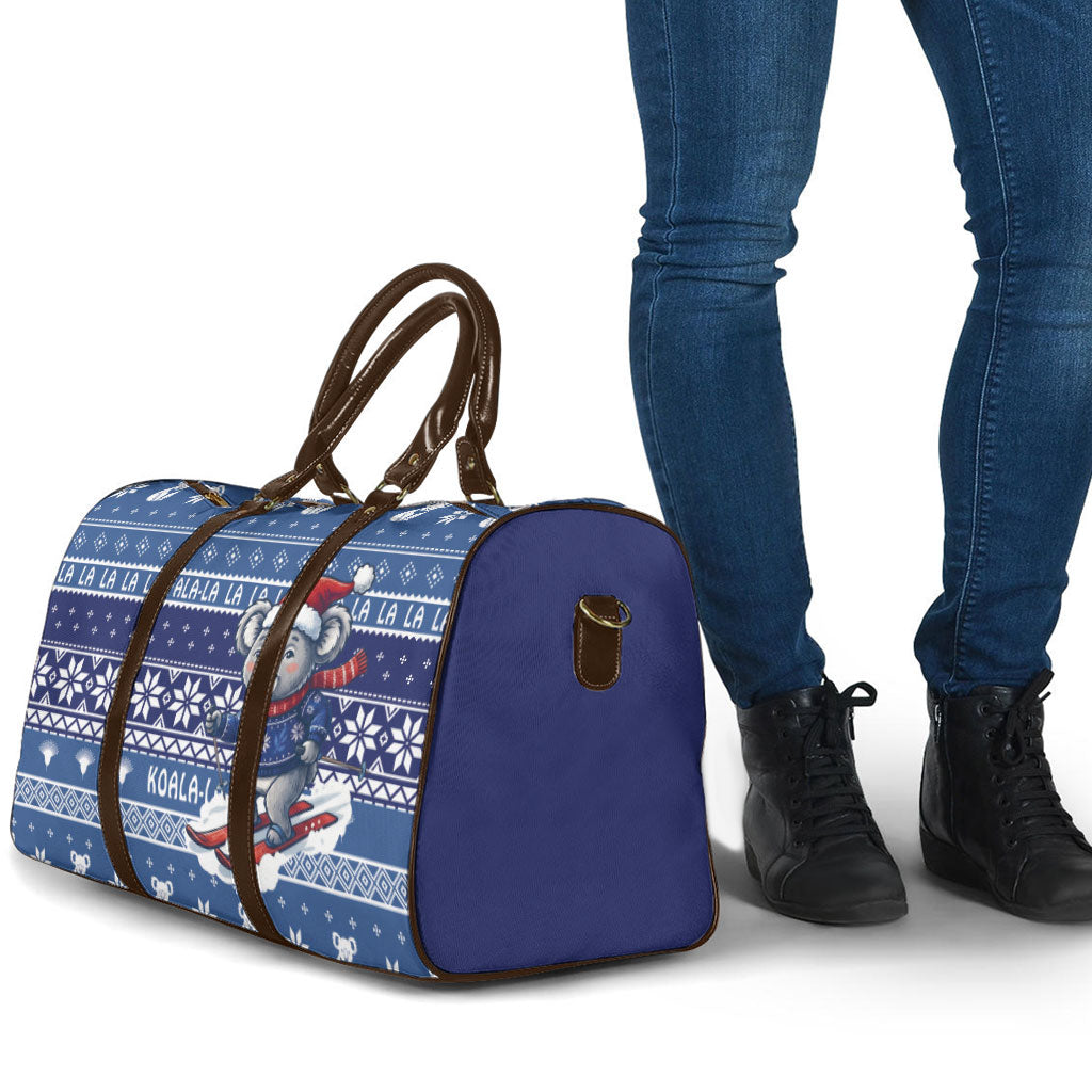 Australia Christmas In July Travel Bag Koala Santa Skiing Blue Color