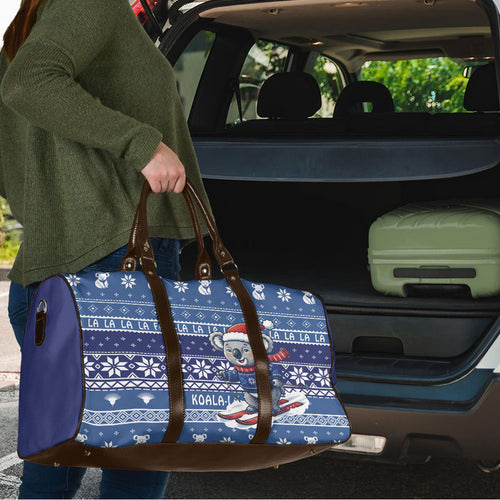 Australia Christmas In July Travel Bag Koala Santa Skiing Blue Color