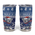 Australia Christmas In July Tumbler Cup Koala Santa Skiing Blue Color
