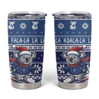 Australia Christmas In July Tumbler Cup Koala Santa Skiing Blue Color