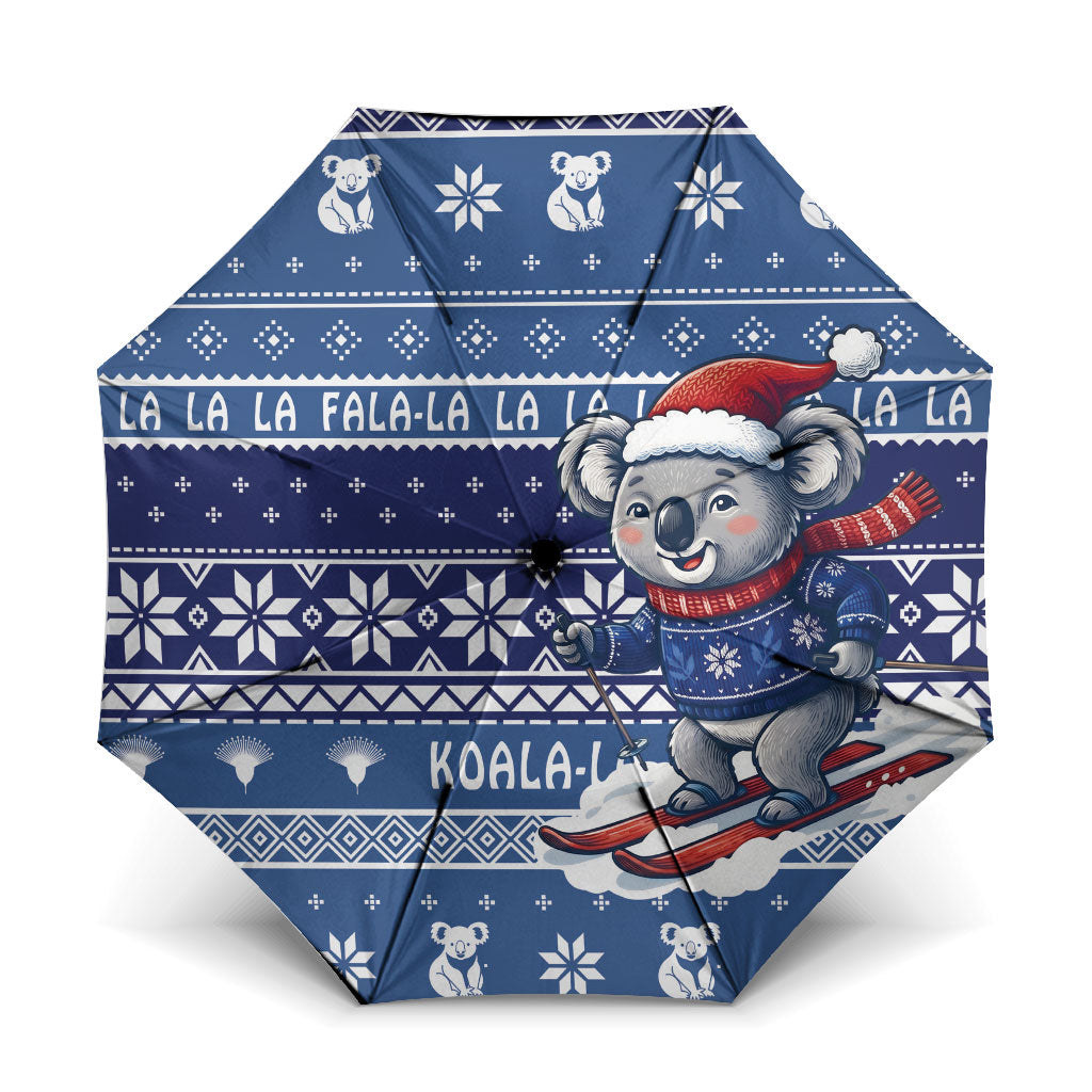 Australia Christmas In July Umbrella Koala Santa Skiing Blue Color