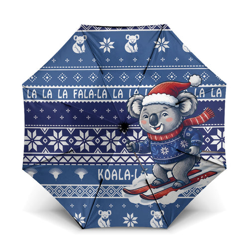 Australia Christmas In July Umbrella Koala Santa Skiing Blue Color