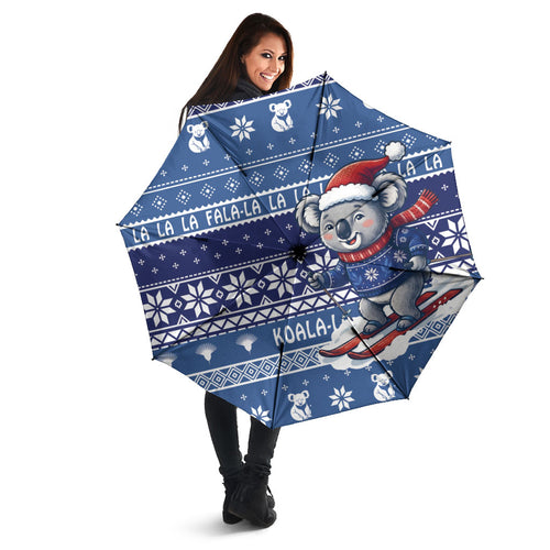 Australia Christmas In July Umbrella Koala Santa Skiing Blue Color