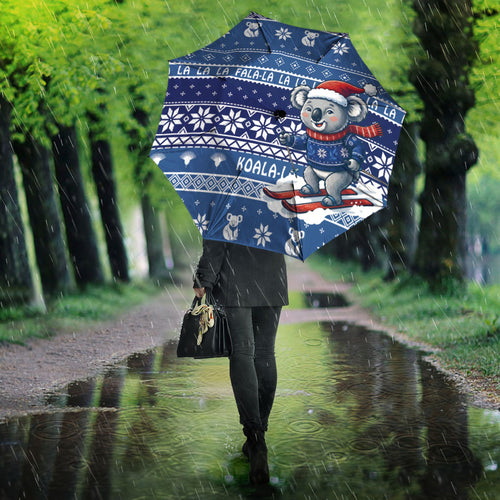 Australia Christmas In July Umbrella Koala Santa Skiing Blue Color