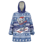 Australia Christmas In July Wearable Blanket Hoodie Koala Santa Skiing Blue Color