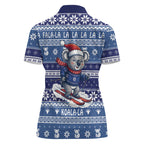 Australia Christmas In July Women Polo Shirt Koala Santa Skiing Blue Color
