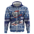 Australia Christmas In July Zip Hoodie Koala Santa Skiing Blue Color