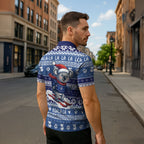 Australia Christmas In July Zipper Polo Shirt Koala Santa Skiing Blue Color