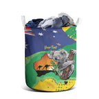 Koala Australia Personalised Laundry Basket Aussie Map National Color Grunge Pattern