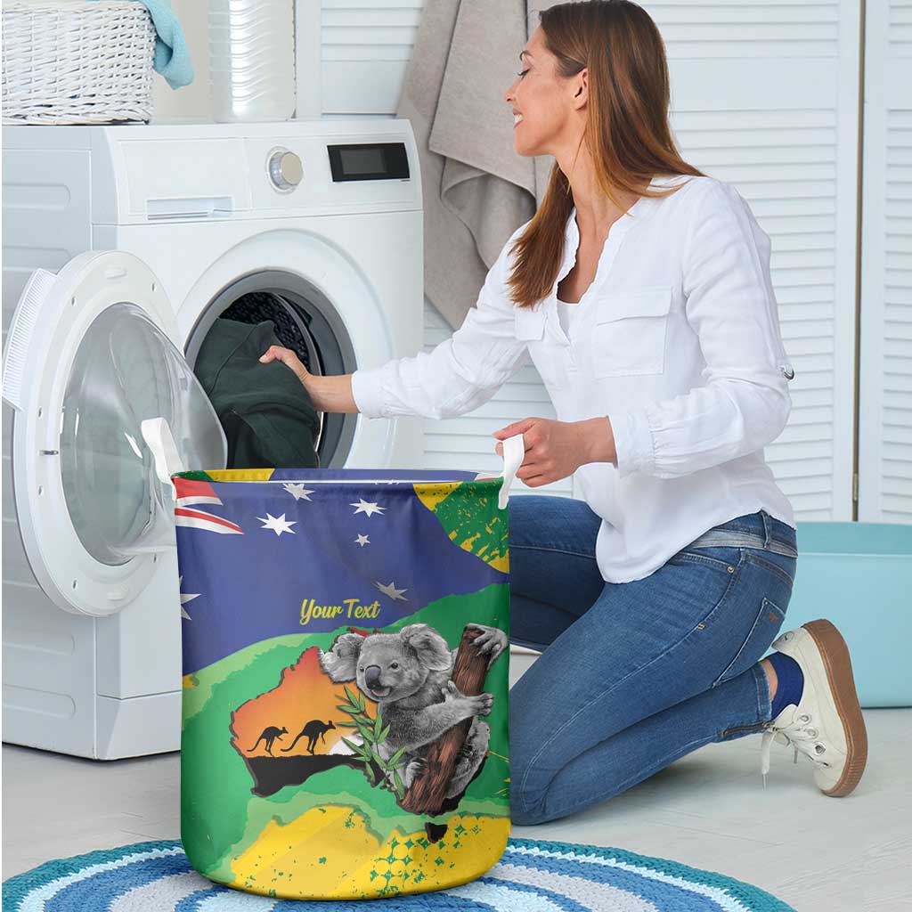 Koala Australia Personalised Laundry Basket Aussie Map National Color Grunge Pattern