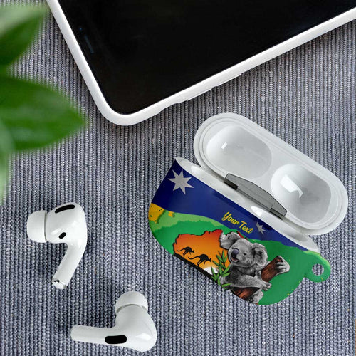 Koala Australia Personalised AirPods Case Aussie Map National Color Grunge Pattern