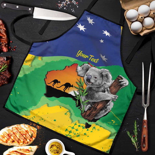 Koala Australia Personalised Apron Aussie Map National Color Grunge Pattern