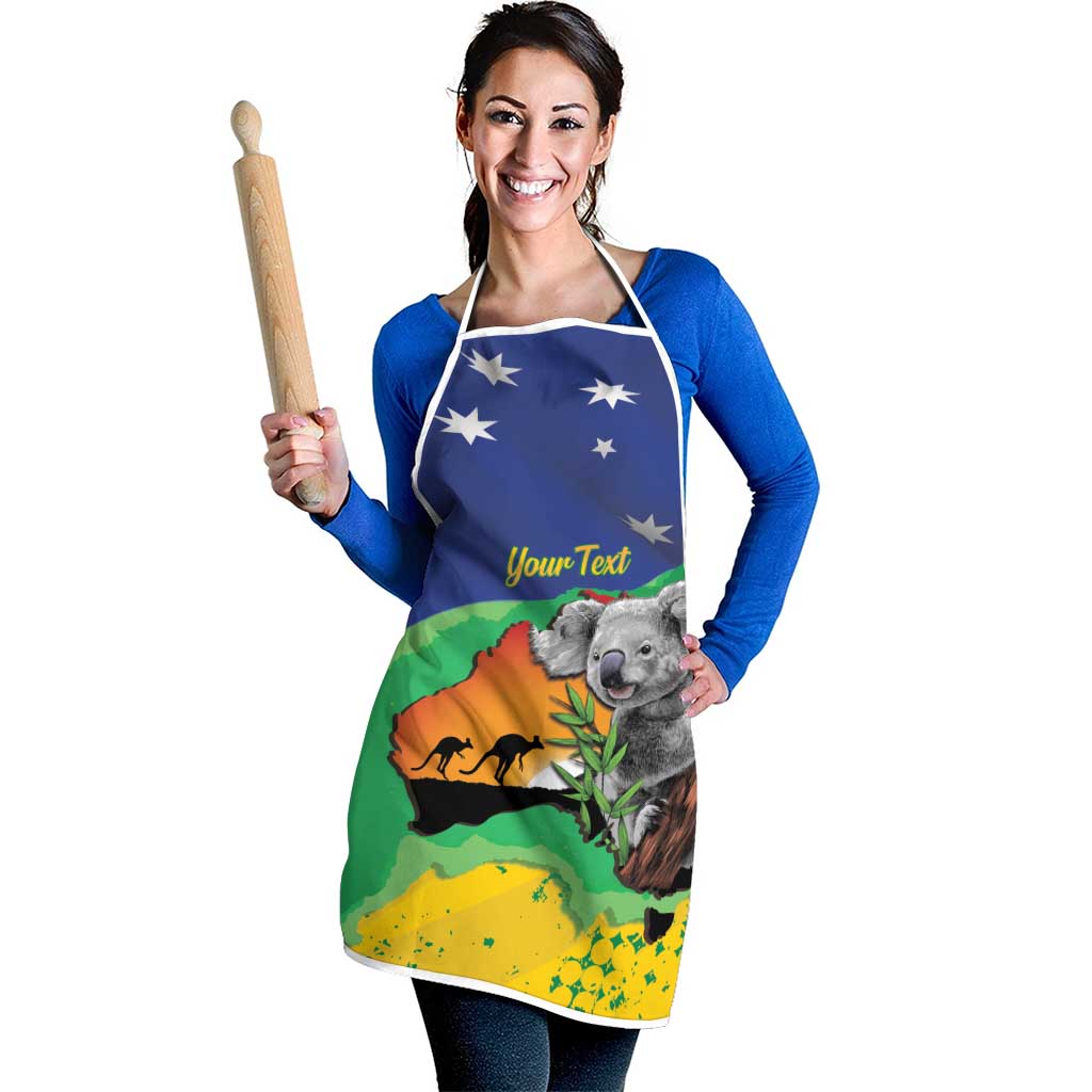 Koala Australia Personalised Apron Aussie Map National Color Grunge Pattern