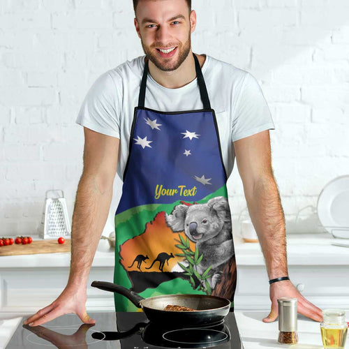 Koala Australia Personalised Apron Aussie Map National Color Grunge Pattern