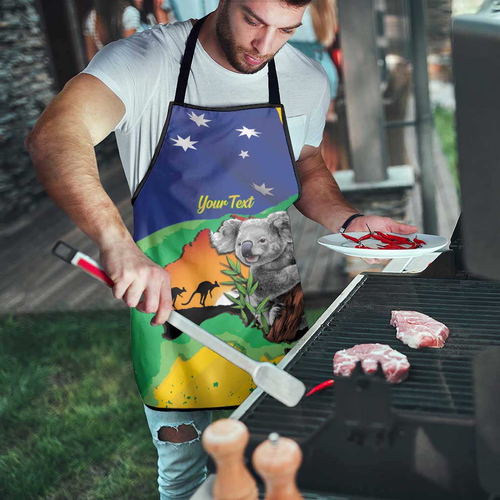 Koala Australia Personalised Apron Aussie Map National Color Grunge Pattern