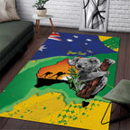 Koala Australia Personalised Area Rug Aussie Map National Color Grunge Pattern